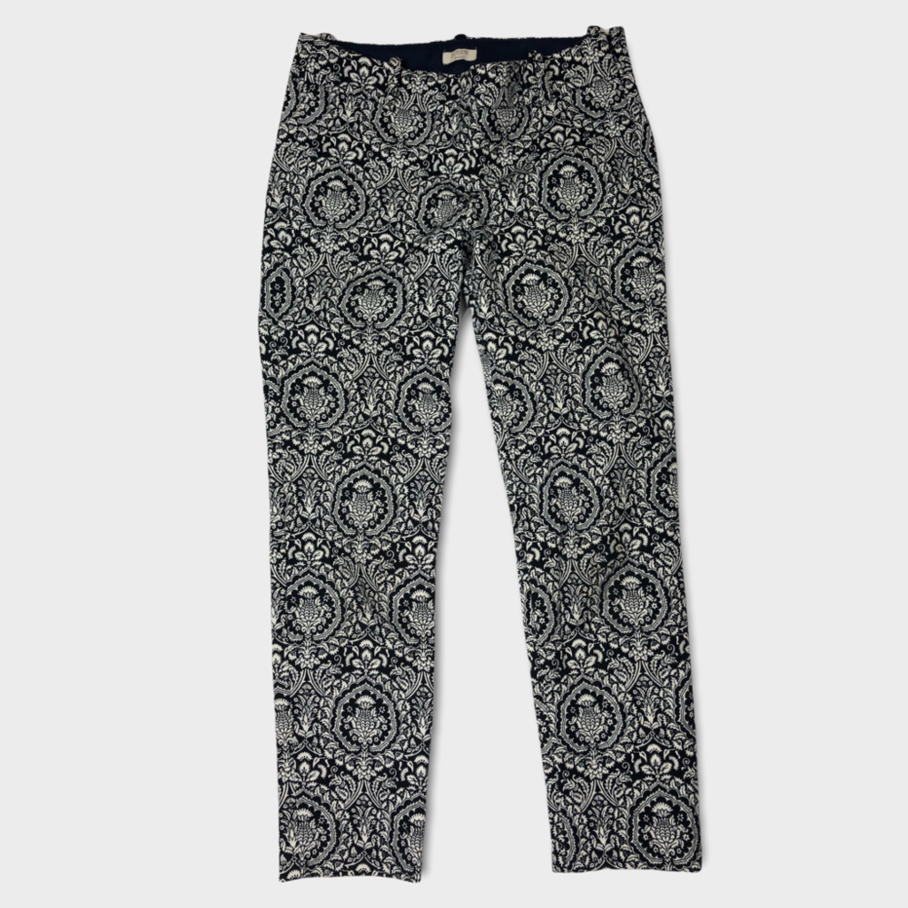 J. Crew Stretch Black & White Paisley Mid Rise Skinny Pants Women’s Size 00P
